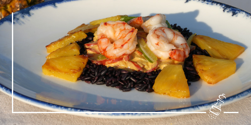 crevetten mit ananas im wok