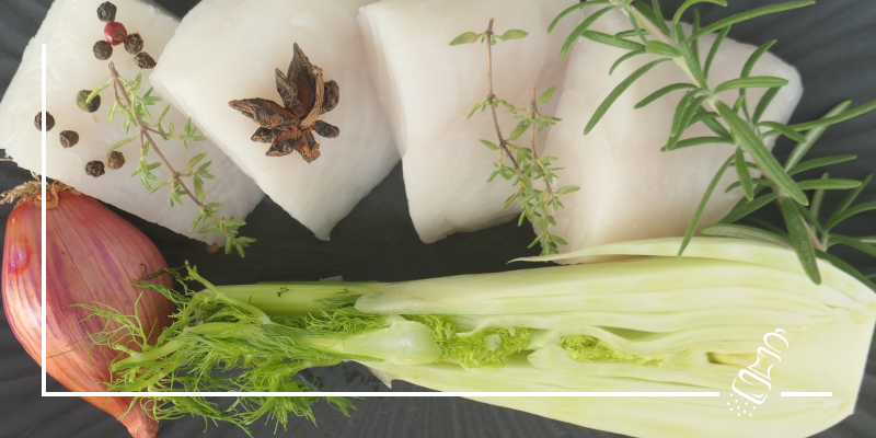 kabeljau an rotweinsauce mit fenchel