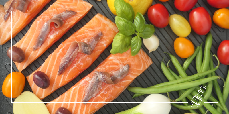 lachs mit mariniertem gemuesepotpourri