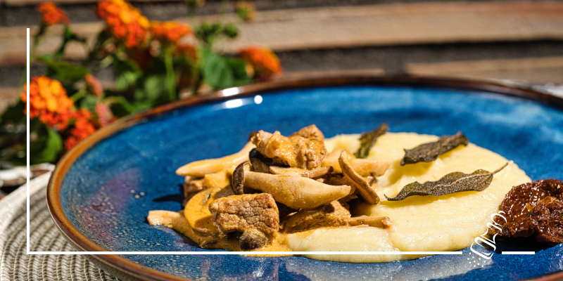 kalbsvoressen mit kartoffel sellerieschnee