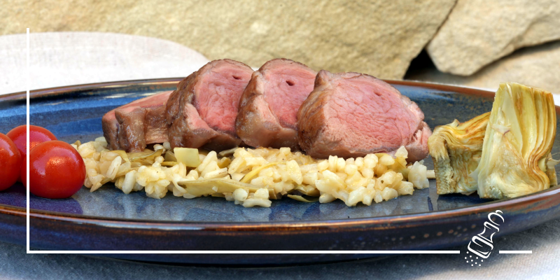 schweinsfilet neidergar mit artischocken risotto