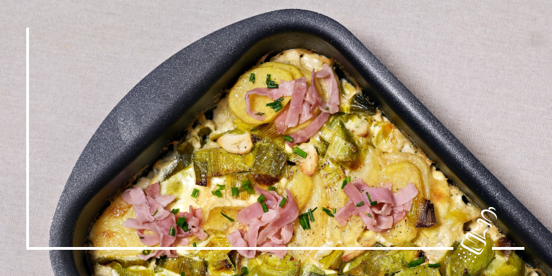 kartoffel lauchgratin mit schinken