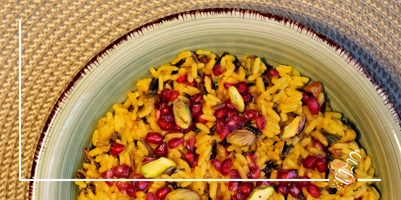 reismix mit granatapfel